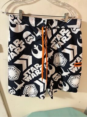 Star Wars Men’s Swim Trunks in Black, White & Orange Accent